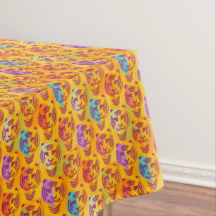 Tiger pattern on dark yellow background tablecloth