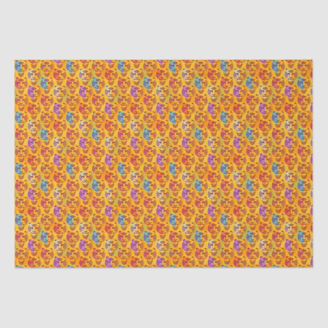 Tiger pattern on dark yellow background tissue paper (Front)
