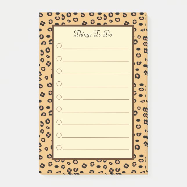 Tiger Pattern Personalized Things To Do Post-it Notes (Front)