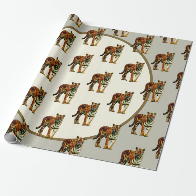 Tiger Pattern Vintage Elegant Wrapping Paper (Unrolled)