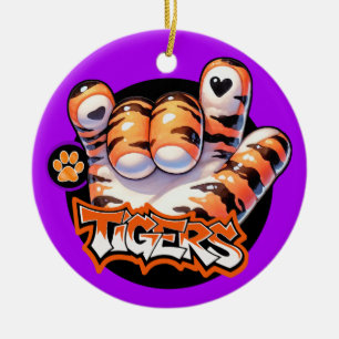 Tiger Paw ASL SEE BACK! Ceramic Ornament