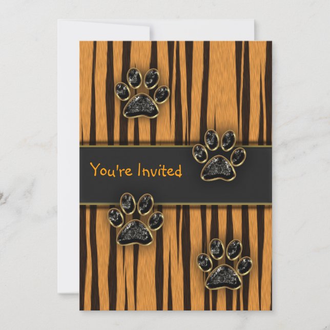 Tiger Paw Child Birthday Party Invitation (Front)