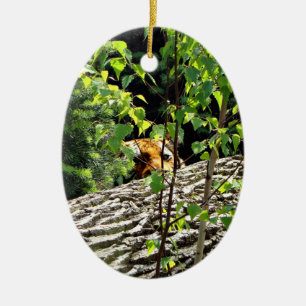 Tiger Peek-a-boo Ornamnet Ceramic Ornament