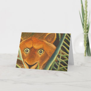 Tiger Peeking Out From Grass By Henri Rousseau Card