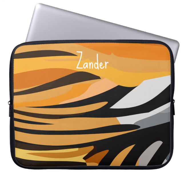 "Tiger Pelt" Customizable Laptop Sleeve (Front)