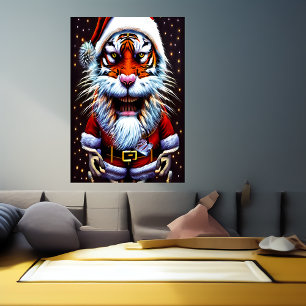 Tiger Père Noël   AI Art Poster
