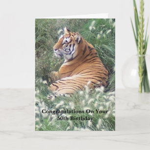 Tiger Personalized 50th Birthday Card
