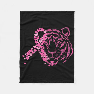 Tiger Pink Ribbon Breast Cancer Awareness Animal W Fleece Blanket