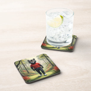 Tiger Playing Golf In The Woods,  Coaster
