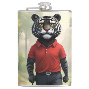 Tiger Playing Golf In The Woods, Hip Flask