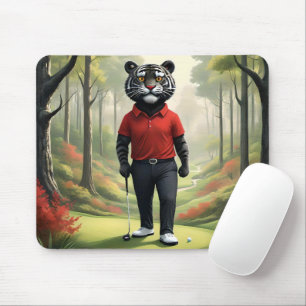 Tiger Playing Golf In The Woods, Mouse Pad