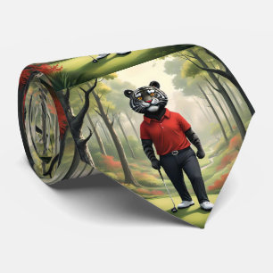 Tiger Playing Golf In The Woods,  Tie