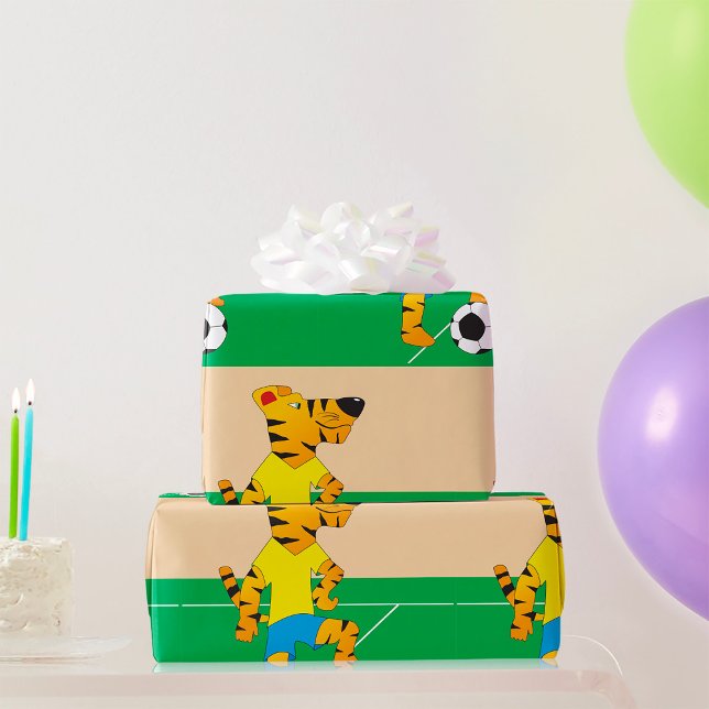 Tiger Playing Soccer Wrapping Paper (Creator Uploaded)
