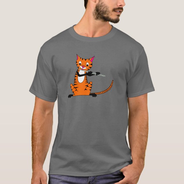Tiger Playing the Flute T-Shirt (Front)