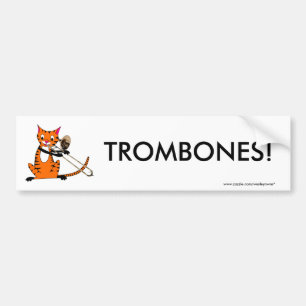 Tiger Playing the Trombone Bumper Sticker