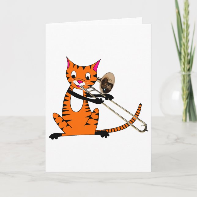 Tiger Playing the Trombone Card (Front)