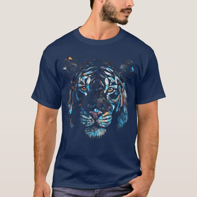 Tiger Polygon Artwork Colourful Animal Artiger vin T-Shirt (Front)