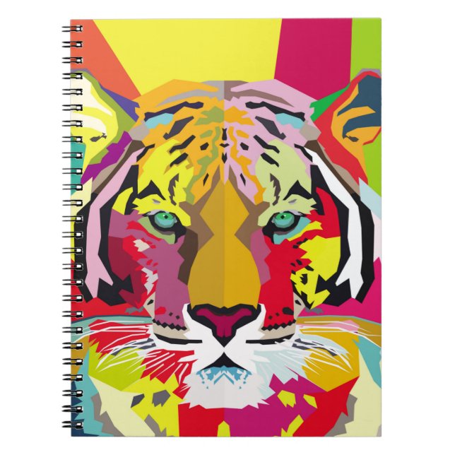 Tiger Pop Art Portraitart, pop, tiger, animal, fac Notebook (Front)