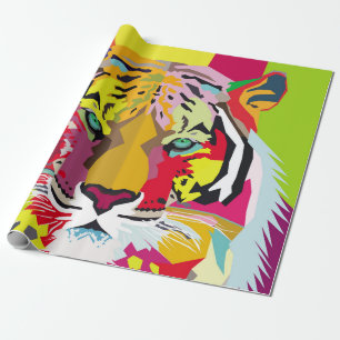 Tiger Pop Art Portraitart, pop, tiger, animal, fac Wrapping Paper