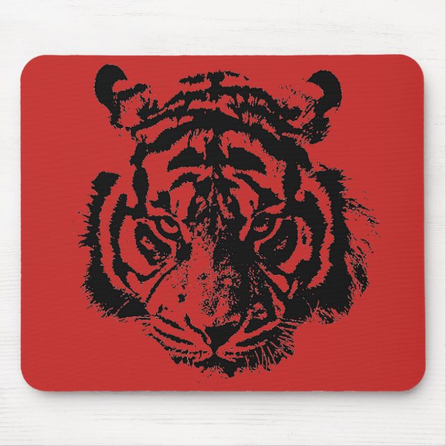 Tiger Pop Art Red Black Mouse Pad (Front)