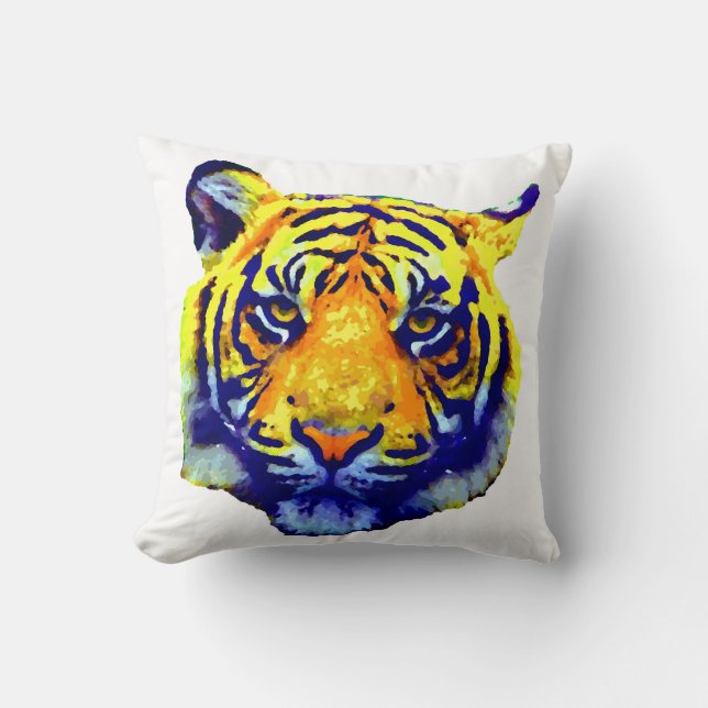 Tiger Pop Art Throw Pillow (Front)