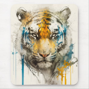 Tiger Portrait Animal Painting Wildlife Outdoors Mouse Pad