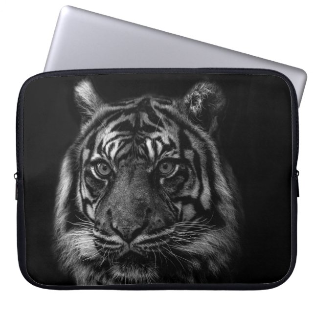 TIGER PORTRAIT IN BW LAPTOP SLEEVE (Front)