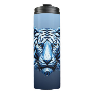 tiger portrait in geometry style thermal tumbler
