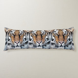 Tiger Portrait in Graphic Press Style Body Pillow