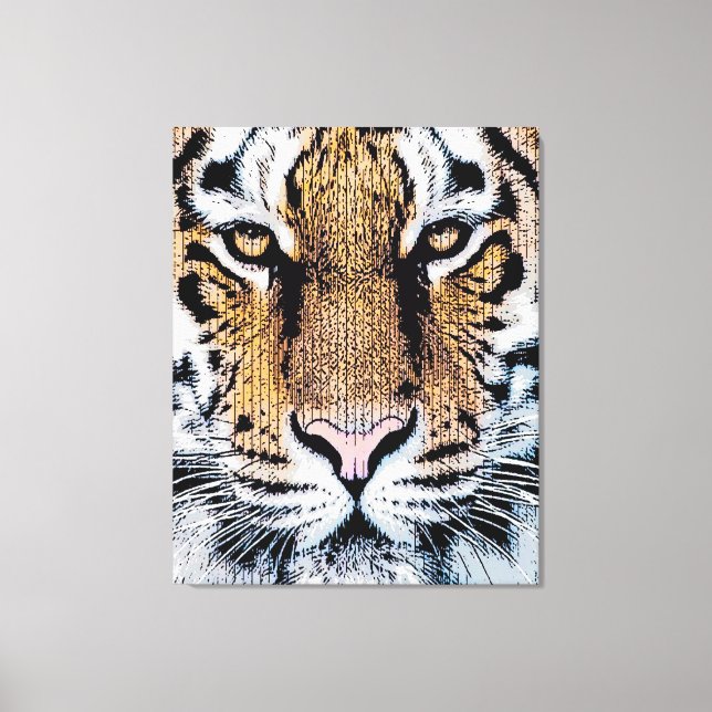 Tiger Portrait in Graphic Press Style Canvas Print (Front)