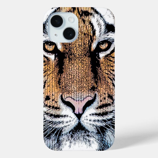 Tiger Portrait in Graphic Press Style Case-Mate iPhone Case (Back)