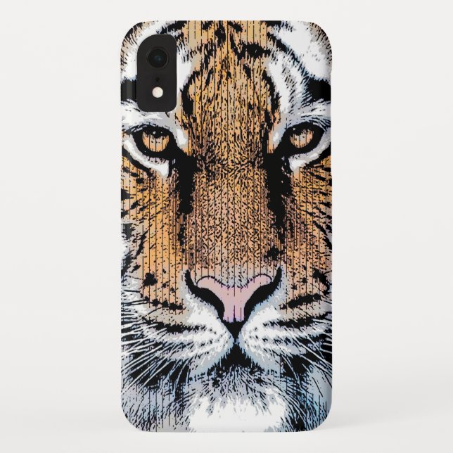 Tiger Portrait in Graphic Press Style Case-Mate iPhone Case (Back)