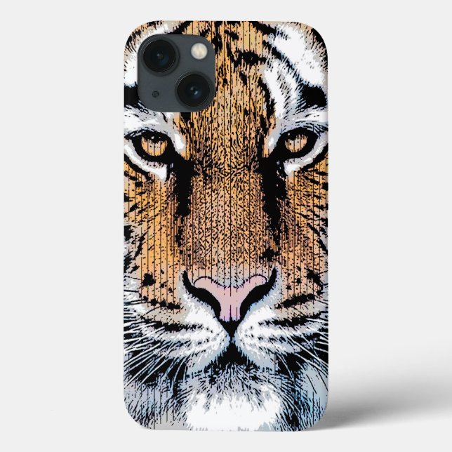Tiger Portrait in Graphic Press Style Case-Mate iPhone Case (Back)
