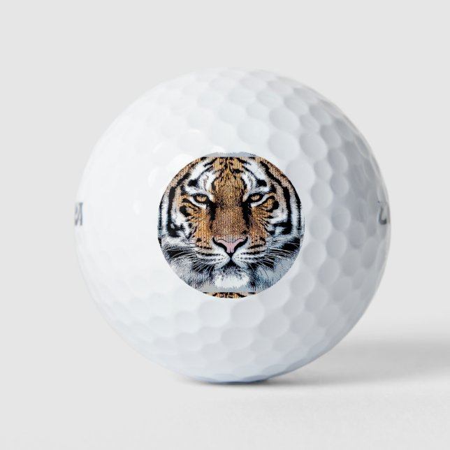 Tiger Portrait in Graphic Press Style Golf Balls (Front)