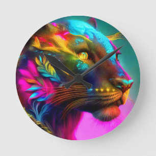 Tiger Portrait Painting Round Clock