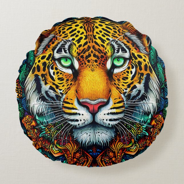 Tiger portrait round pillow (Front)