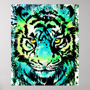Tiger Poster Art - Colourful Tiger Eyes 