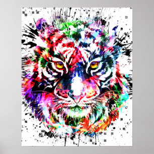 Tiger Poster Colourful Drawing Abstract Art