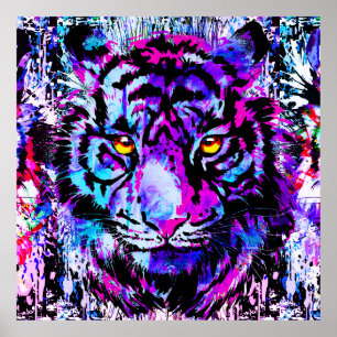 Tiger pourpre - Poster Portrait de tigre imprimé