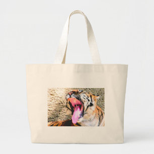 Tiger power_ large tote bag