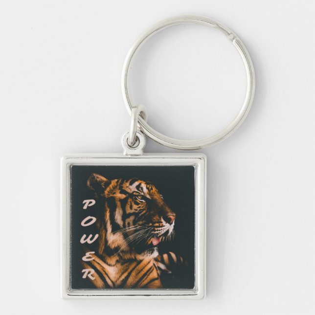 Tiger Power Stripes Fierce Motivational Keychain (Front)