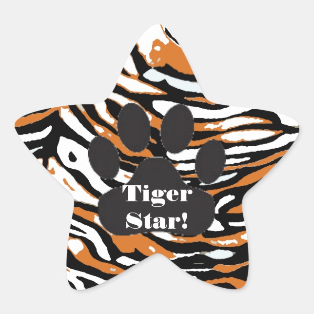 Tiger Print and Paw-Star Student Star Sticker (Front)