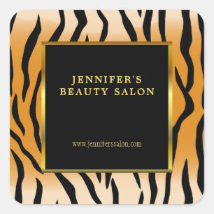 Tiger print black gold promotional professional square sticker