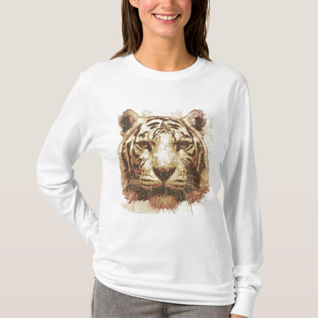 Tiger Print Light Ladies Basic T-Shirt (Front)
