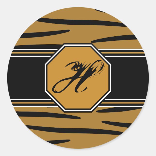Tiger Print Monogram Stickers (Front)