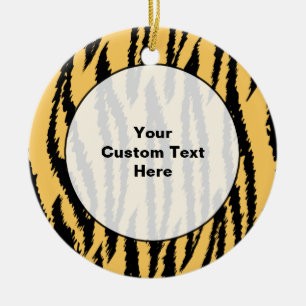 Tiger Print Pattern. Orange and Black. Ceramic Ornament