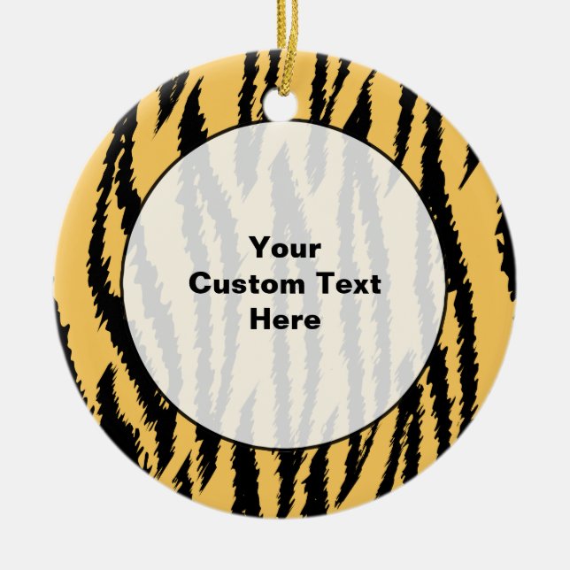 Tiger Print Pattern. Orange and Black. Ceramic Ornament (Front)