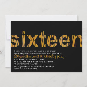 Tiger Print Typography Design Sweet 16 Invitation