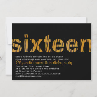 Tiger Print Typography Design Sweet 16 Invitation