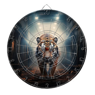 Tiger prowling in surreal forest No 2 Dartboard